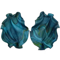 Satin Petrol/turkos marmorering OOAK
