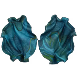 Satin Petrol/turkos marmorering OOAK