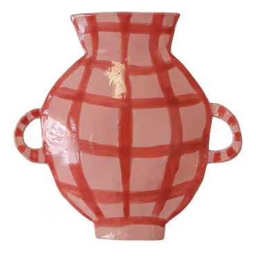 Väggskulptur Rutig vas Rosa/röd