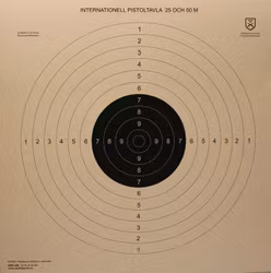 Pistoltavla 25-50m med spegelslits 10st
