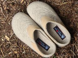 Toffelsko Haflinger alibi - ulltoffel med stadig korksula - beige