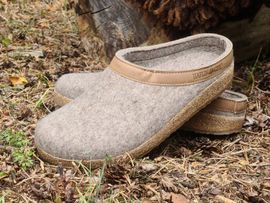 Toffelsko Haflinger grizzly - ulltoffel med stadig korksula - beige