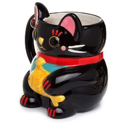 Svart Maneki Neko Lyckokatt 3D mugg