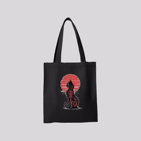 Cat and Moon - tygpåse