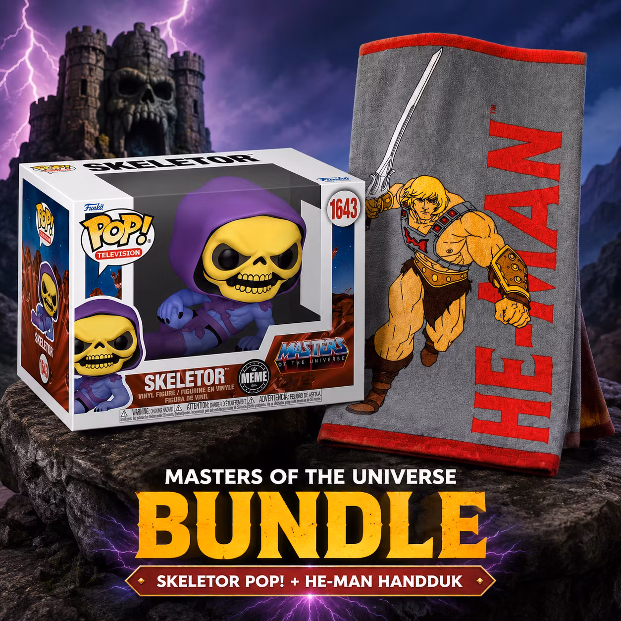 Masters of the Universe Bundle - Skeletor POP! + He-Man handduk
