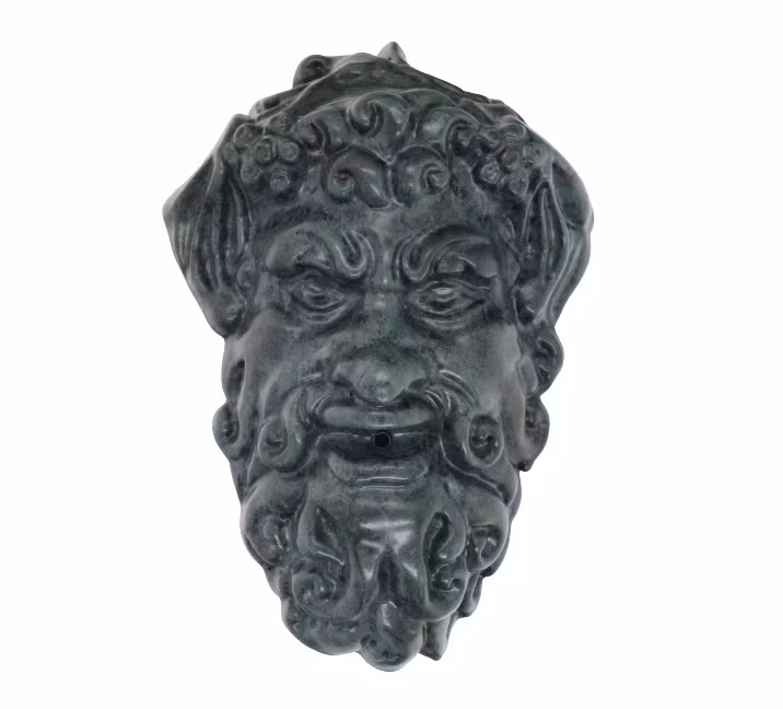 Väggfontän med antikt huvud gjord i aluminium, SVART