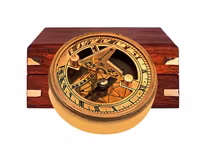 Kompass och solur i träask