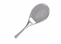 Flasköppnare / kapsylöppnare i form av tennisracket i nickelpläterad mässing från Gusums Messing