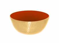 Skål i mässing, hamrad, med emaljerad insida, röd, från Gusums Messing