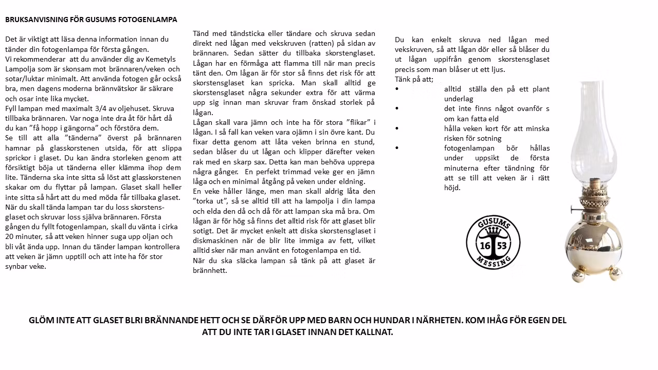 Fotogenlampa i nickelpläterad mässing på 3 kulfötter, klassisk Gusums Messing design