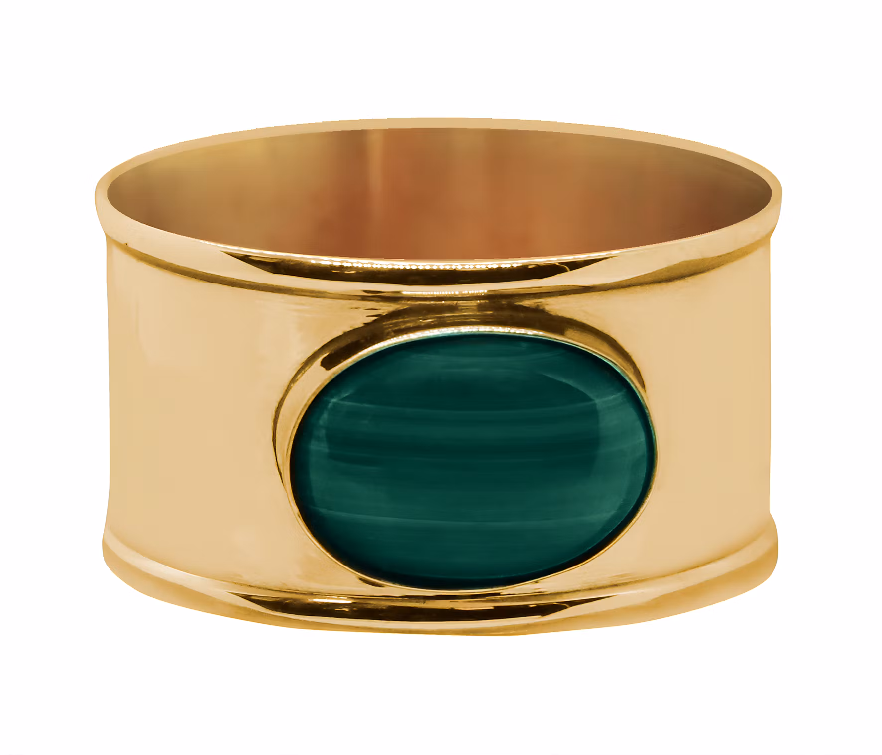 Servettring i mässing, oval från Gusums Messing, med äkta malakit sten