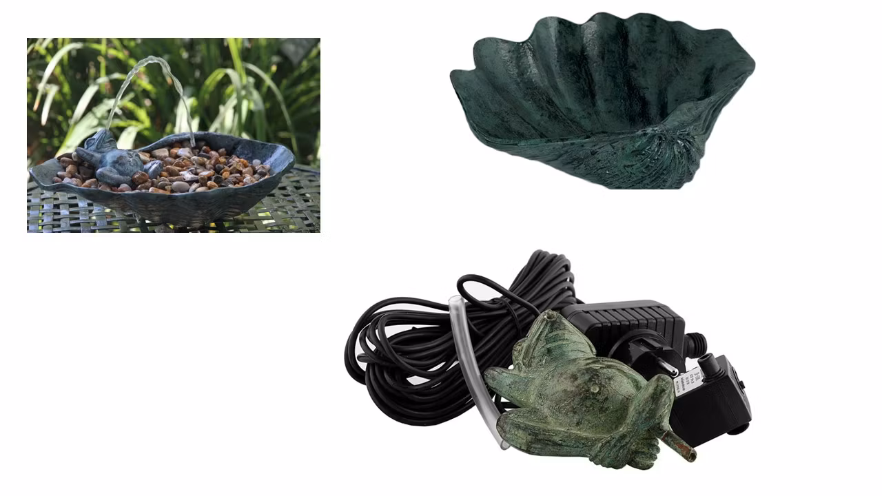 Mr Fredrik fontänpaket med fontängroda i brons, 11 cm inkl. fat, pump, slang, inkl. frakt