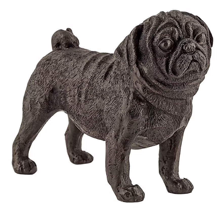 Dog, pug, standing, 18 cm, made of bronze