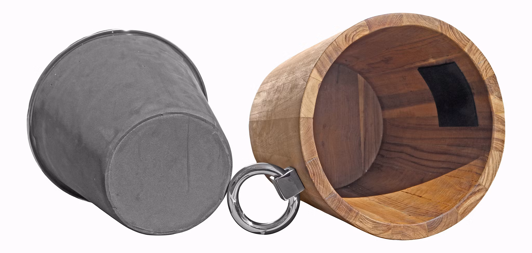 Champagne- och vinkylare i teak och rostfritt stål höjd 29 cm och 28 cm i diameter