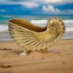 Skål i form av snäckskal, 28 cm, guldpläterad