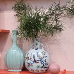 Pilgrimsflaska, 28 cm, blommor och fåglar, Ming dynastin