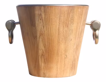 Mr Fredrik, champagne- och vinkylare, i teak och rostfritt stål i antikiserad mässingsplätering höjd 25 cm och diameter 25 cm
