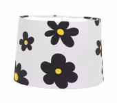Lampskärm, OVAL, med vackra blommor i svart på vit botten som bla passar Munka Tenns lampor