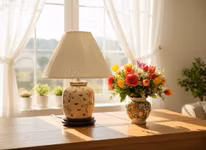 Lampfot i porslin, 17,5 cm, bär och bin