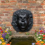 Fountain for wall with cherub face black