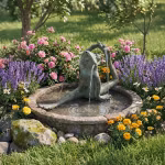 Fountain, frog sitting, h 11cm (FON0096), pump (PUM0252), hose, shipping