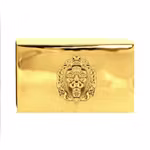 Matchbox in polished brass with lion mascaron