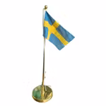 Gusums Messing, bordsflagga i äkta MÄSSING, med svenska flaggan