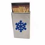 Gusums Messing, unikt tändsticksfodral i nickelpläterad mässing med snöflingedekor