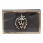 Matchbox in antique brass with lion mascaron