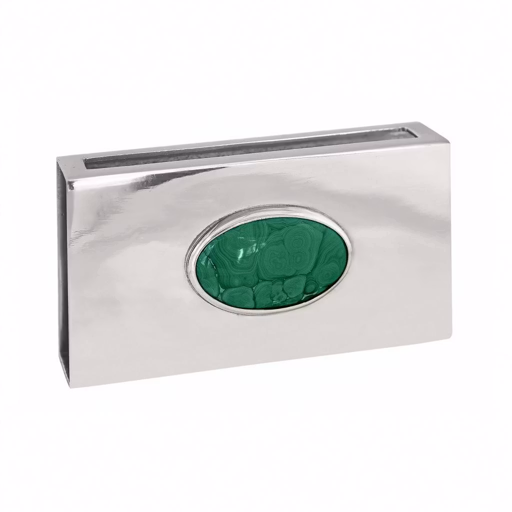 Large matchbox with green malachite stone