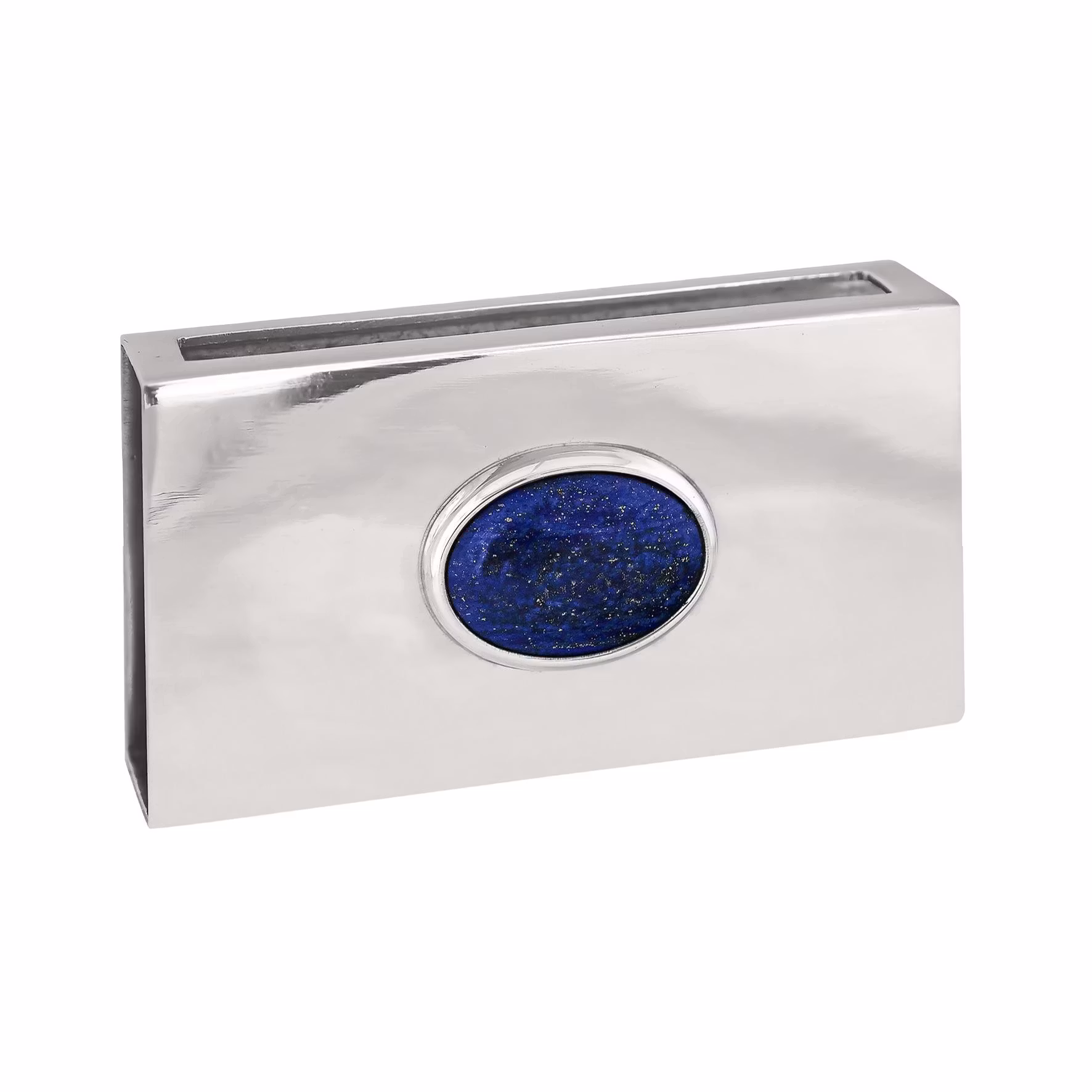 Large pewter matchbox with Lapis Luzuli stone from Munka Sweden