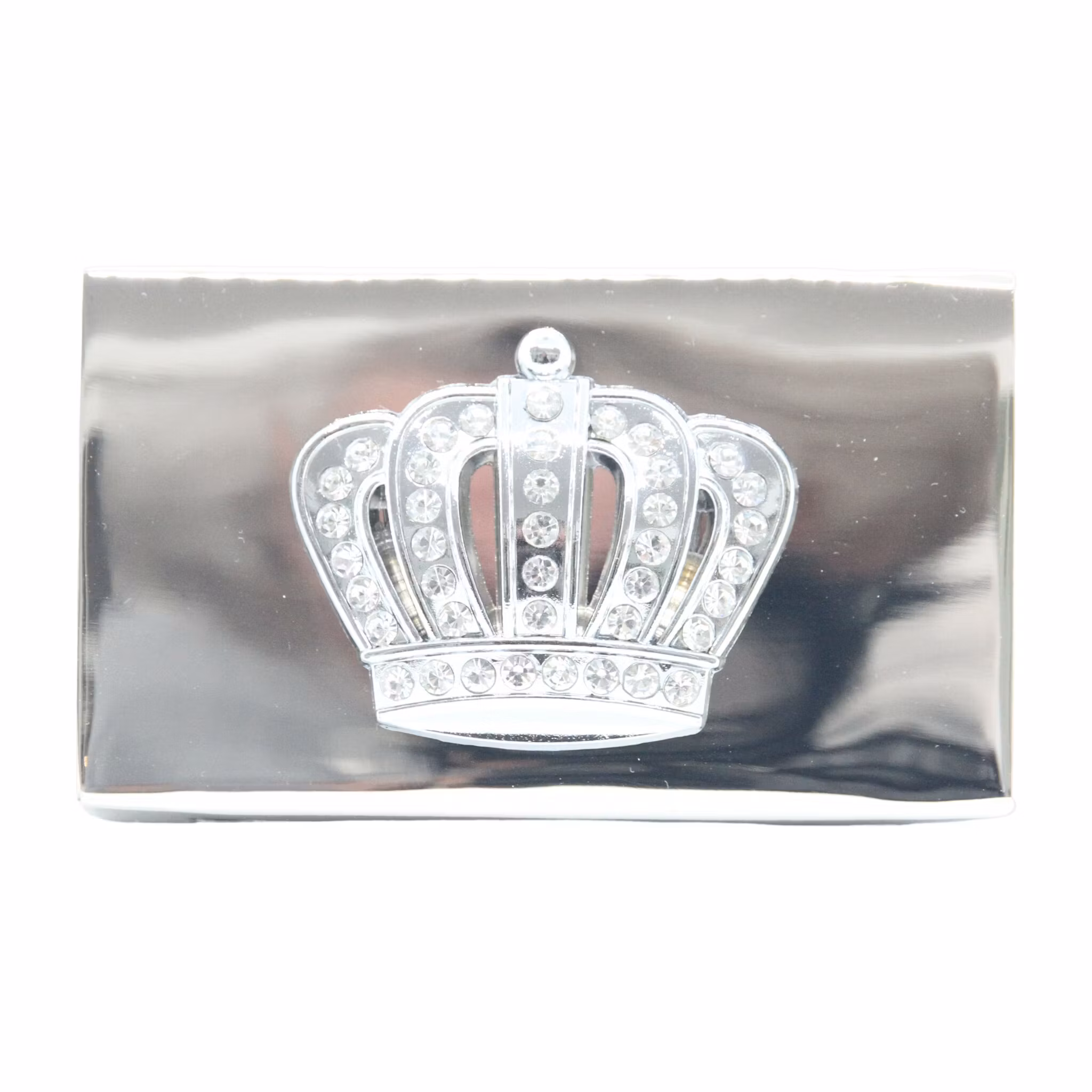 Gusums Messing, unikt tändsticksfodral i nickelpläterad mässing med kungakrona och strass från Gusums Messing