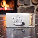 Gusums Messing, unikt tändsticksfodral i nickelpläterad mässing med kungakrona och strass från Gusums Messing