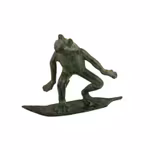 Springbrunnen, Frosch in Bronze, auf Blättern surfend, Höhe 16 cm, von Mr Fredrik