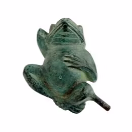 Fontaine, grenouille en bronze, 08 cm, allongée sur le dos, verte, de M. Fredrik