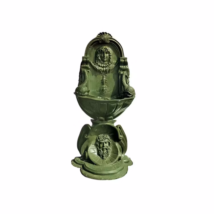 Mr Fredrik, fontän, vägg, med stöd, gjord i brons