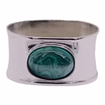 Napkin ring in nickel-plated brass, oval from Gusums Messing, with genuine malachite stone