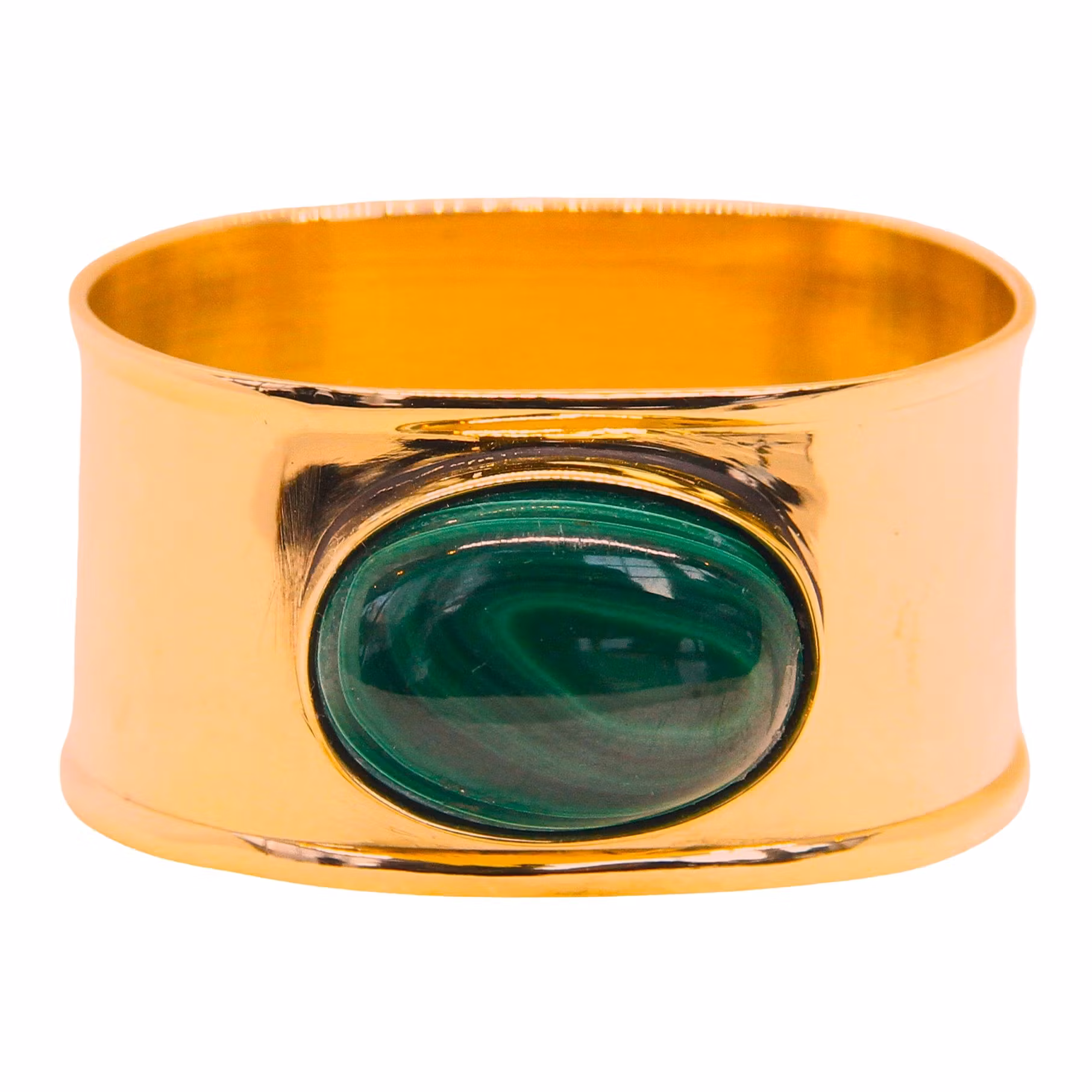 Napkin ring in brass, oval, with malachite stone
