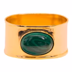 Napkin ring in brass, oval, with malachite stone
