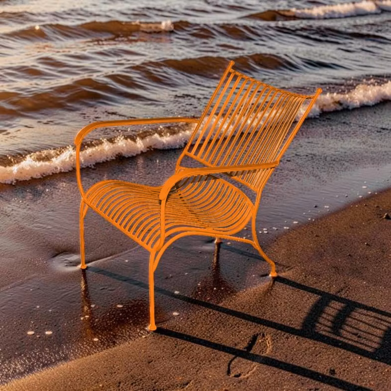 Lounge chair in forged iron, ORANGE from Mr Fredrik