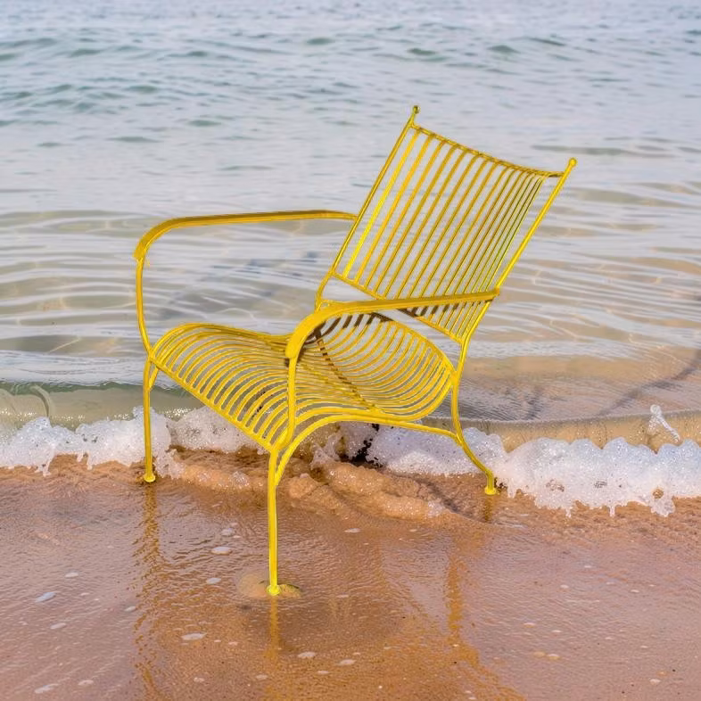 Wrought iron lounge chair, SUN YELLOW from Mr Fredrik