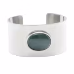 Armband i tenn med malakitsten, slät