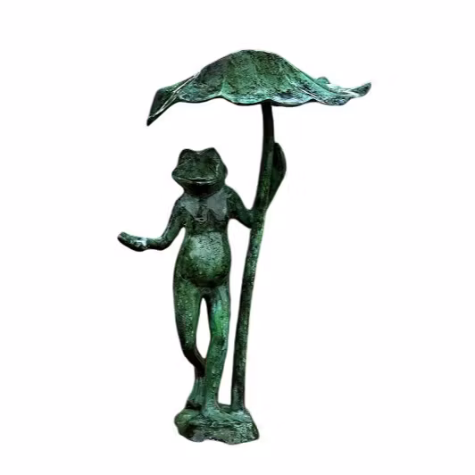 Frosch unter Seerosenblättern, 40 cm., Grünblau in Bronze, von Herrn Fredrik