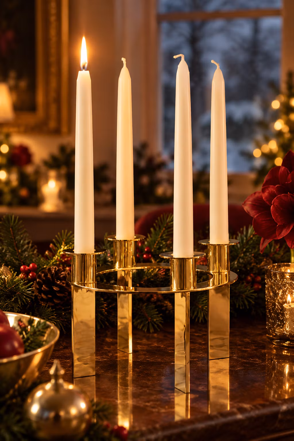 Julefrid adventsljusstake från Gusums Messing