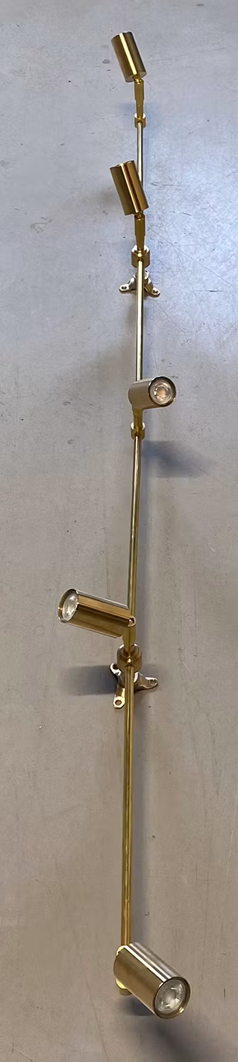 Spotskena i obehandlad mässing liten cylinder GU10 MR11 PROTOTYP