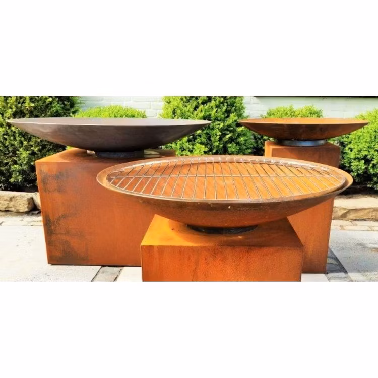 Eldfat i Corten 80 cm