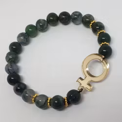 Grön melerad Agat med guldplexi