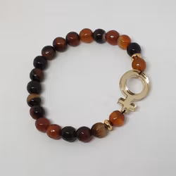 Brun melerad Agat med guldplexi