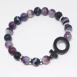 Lila melerad Agat med svart Venus