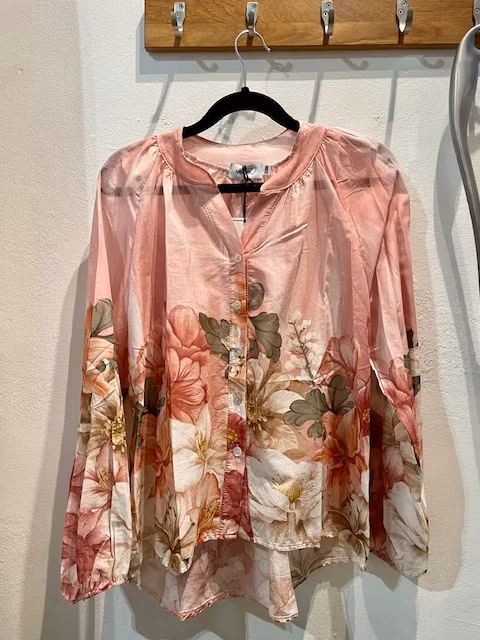 Blus Blommig rosa
